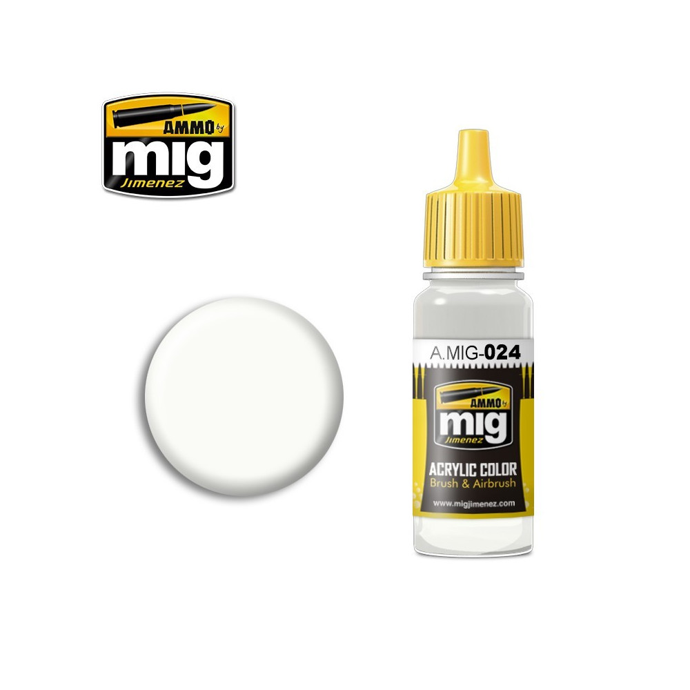 Peinture acrylique CAMOUFLAGE BLANC LAVABLE 17ml Mig AMMO - MIG Jimenez A.MIG-0024 - 1