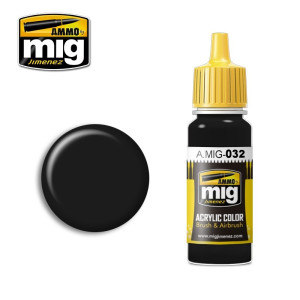 Peinture acrylique NOIR SATIN 17ml Mig AMMO - MIG Jimenez A.MIG-0032 - 1