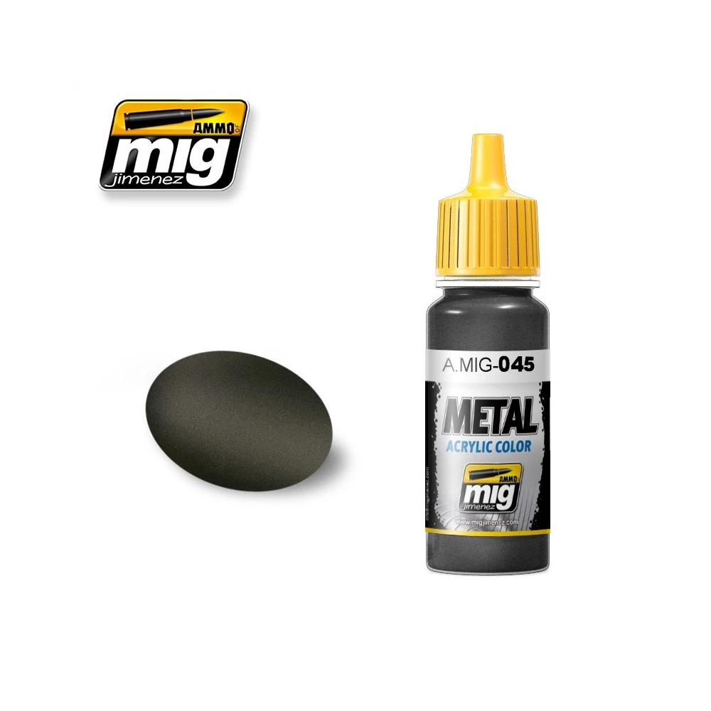 Peinture acrylique GUN METAL 17ml Mig AMMO - MIG Jimenez A.MIG-0045 - 1 Peinture acrylique GUN METAL 17ml Mig AMMO - MIG Jimenez A.MIG-0045 - 1