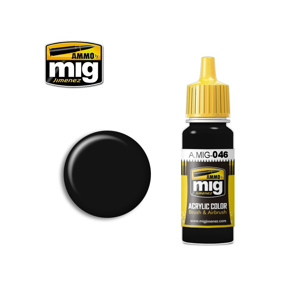 Peinture acrylique NOIR MAT 17ml Mig AMMO - MIG Jimenez A.MIG-0046 - 1