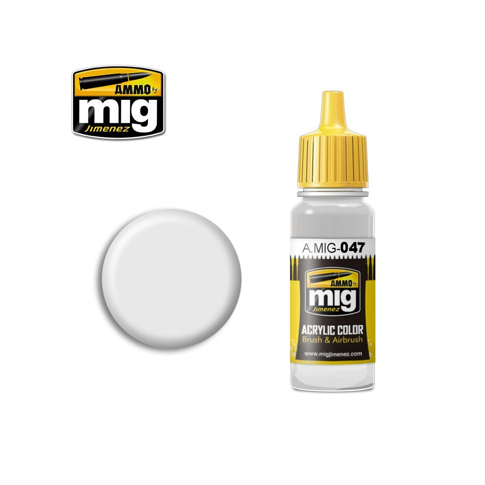 Peinture acrylique BLANC SATINÉ 17ml Mig AMMO - MIG Jimenez A.MIG-0047 - 1