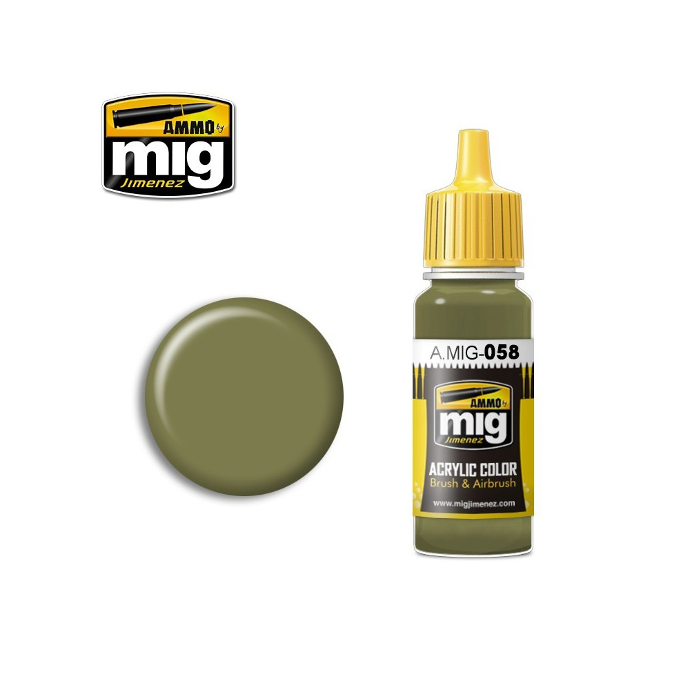 Peinture acrylique VERT CLAIR KAKI 17ml Mig AMMO - MIG Jimenez A.MIG-0058 - 1