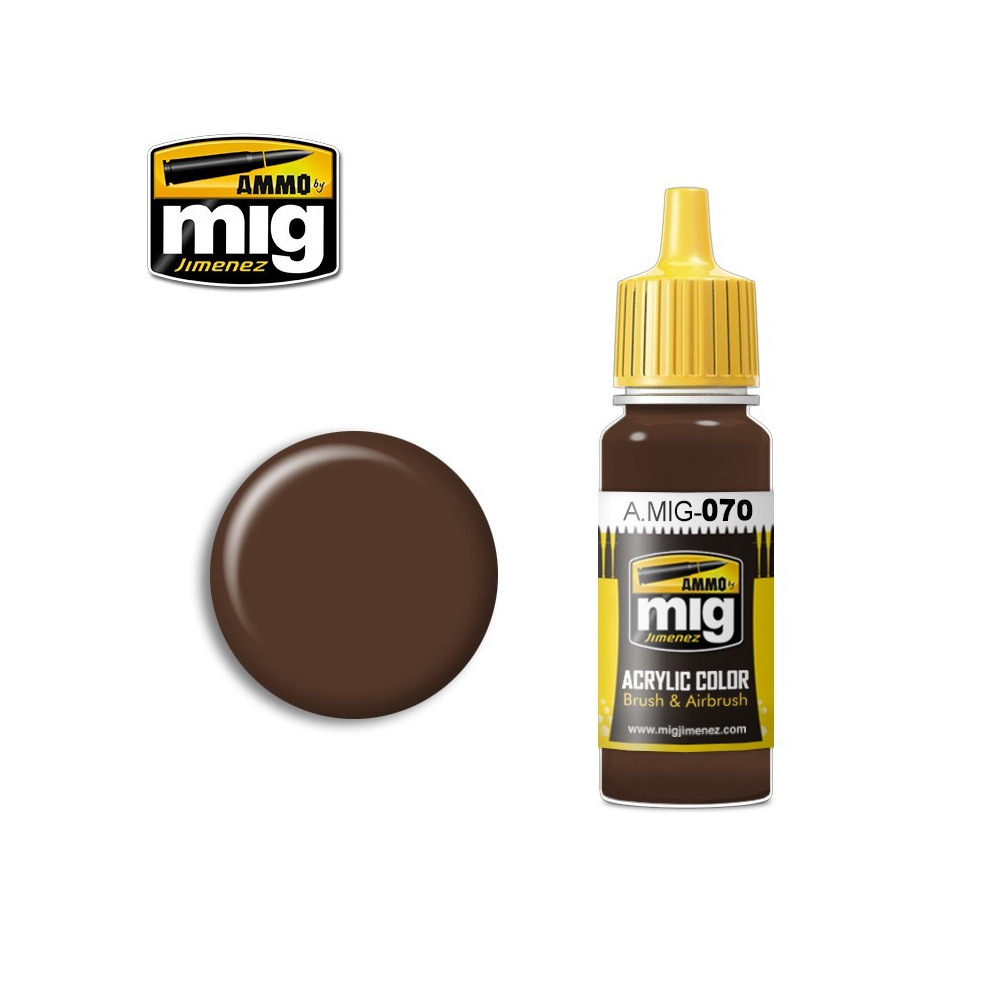 Peinture acrylique TERRE FONCÉE BRUN MOYEN (BS 450) 17ml Mig AMMO - MIG Jimenez A.MIG-0070 - 1