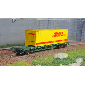 Rivarossi HR6575 Wagon porte conteneur à bogies type Sgnss, livré vert, CEMAT, chargé conteneur 45' DHL Rivarossi HR6575 - 1