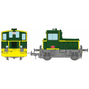 Ree Modeles MB225S Locotracteur diesel Y2211, Vert 301, traverses et bandes jaunes, Sud-Est, digitale sonore Ree Modeles MB-225.