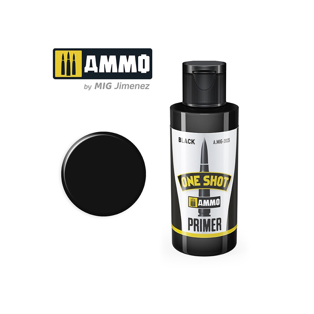 Peinture acrylique PRIMER Noir ONE SHOT (60ml) Mig AMMO - MIG Jimenez A.MIG-2023 - 1