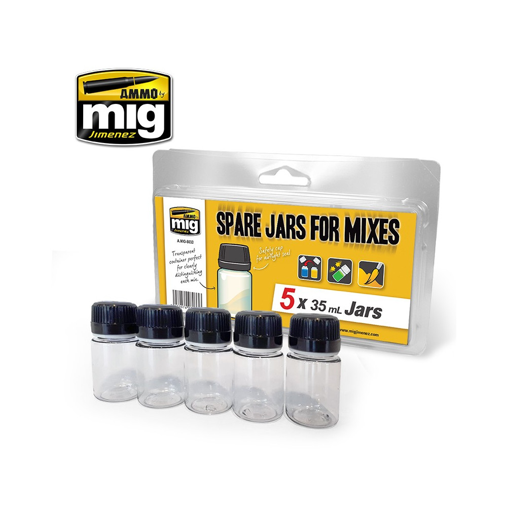 Pots transparents pour mélanges 5x 35ml Mig AMMO - MIG Jimenez A.MIG-8033 - 1