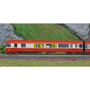 REE Modeles NW199 Autorail EAD X-4582 + Remorque XR-8373, toit rouge, 3 feux, logo SNCF encadré, dépôt Longueau Ree Modeles NW-1