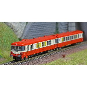 REE Modeles NW202 Autorail EAD X-4524 + Remorque XR-8534, toit rouge, 3 feux, logo SNCF nouilles, dépôt Sotteville Ree Modeles N