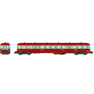 R37 HO41256 Remorque d'autorail ZR BDX17108, remorque pilote, 2ème classe, SNCF, rouge et crème, toit rouge, ep. IV Rail 37 - R3