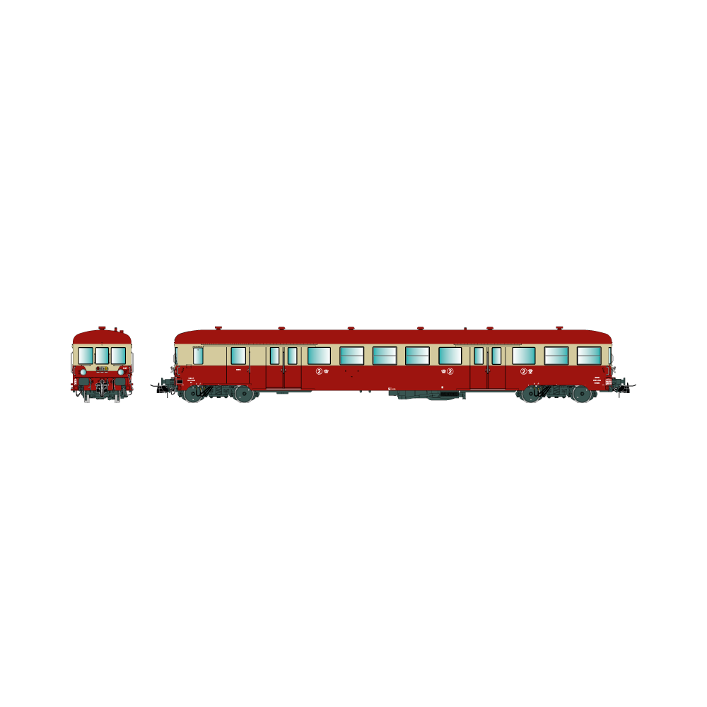R37 HO41256 Remorque d'autorail ZR BDX17108, remorque pilote, 2ème classe, SNCF, rouge et crème, toit rouge, ep. IV Rail 37 - R3 R37 HO41256 Remorque d'autorail ZR BDX17108, remorque pilote, 2ème classe, SNCF, rouge et crème, toit rouge, ep. IV Rail 37 - R3