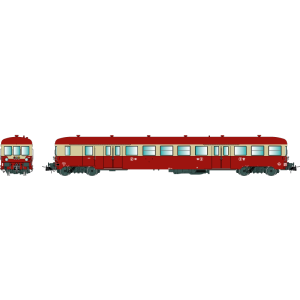 R37 HO41258 Remorque d'autorail ZR BD 27107, 2ème classe, SNCF, rouge et crème, toit rouge, ep. IV Rail 37 - R37 R37_HO41258 - 1