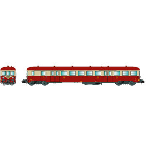 R37 HO41262 Remorque d'autorail ZR BDX 27111, 2ème classe, SNCF, rouge et crème, toit rouge, ep. IV Rail 37 - R37 R37_HO41262 - 