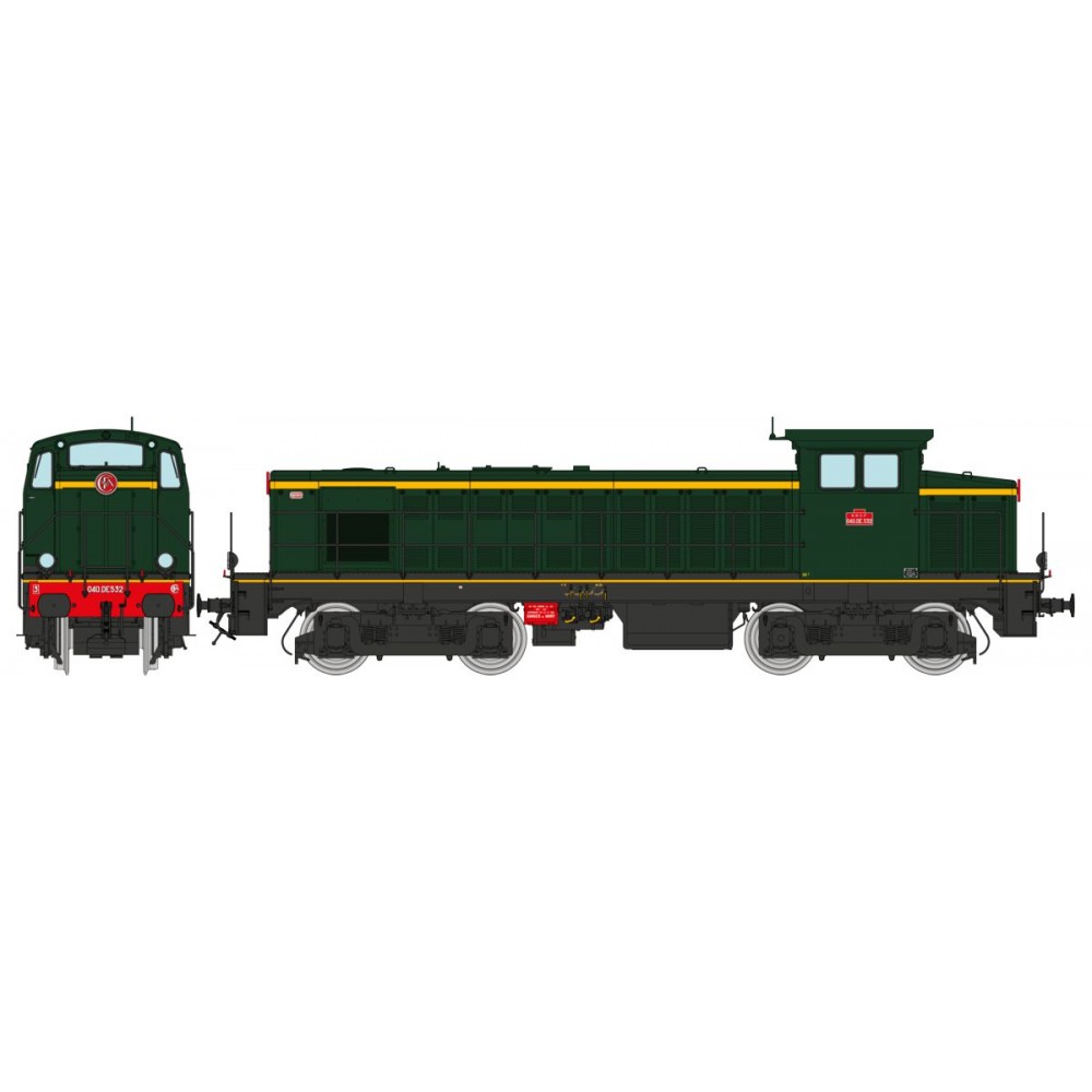 Ree Access JM007S Locomotive diesel 040 DE 532 Livrée d'origine, plaques en relief, SNCF, digitale sonore Ree Modeles JM-007.S -