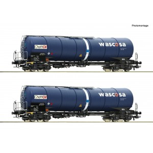 Roco 77046 Set de 2 wagons citerne à bogies type Zacns, Chemoil, WASCOSA Roco Roco_77046 - 1