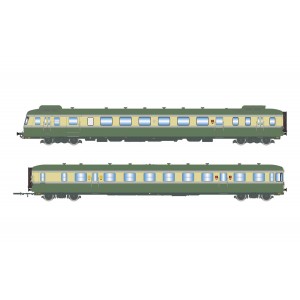 Jouef HJ2419S Autorail diesel RGP 2 X 2716 + remorque XR 7719, SNCF, vert/beige avec déflecteurs de fumée, digital sonore Jouef 