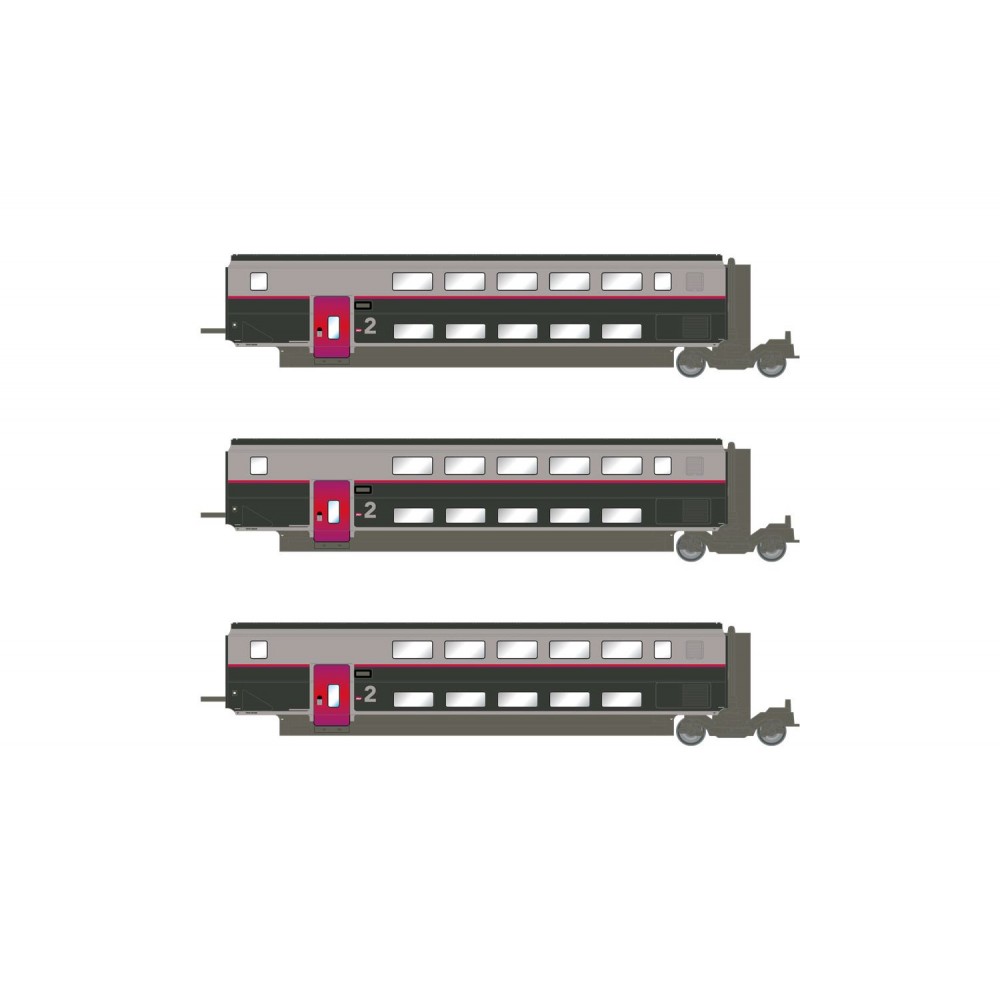 Jouef HJ3017 Set de 3 voitures intermédiaire TGV Duplex Carmillon, SNCF, 2ème classe Jouef HJ3017 - 1