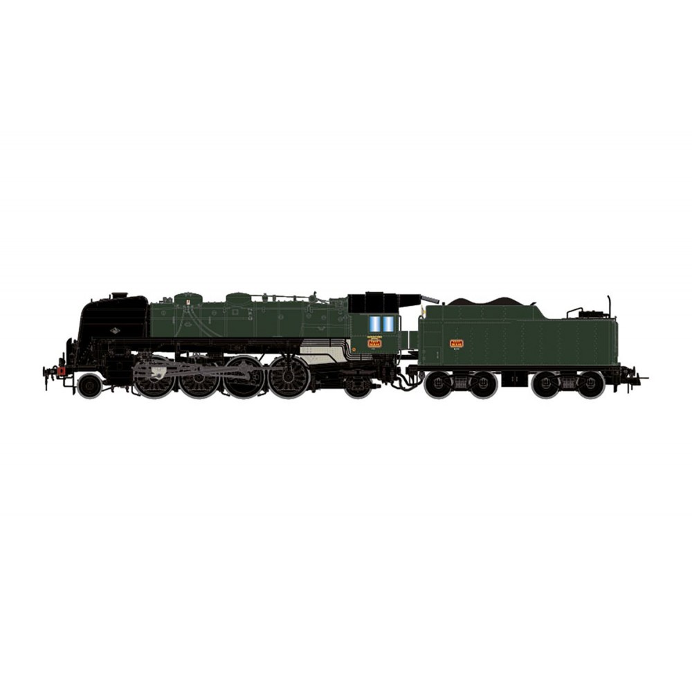 Jouef HJ2430S Locomotive à vapeur 141 R 44, tender charbon, livrée vert et noir, SNCF, Sarreguemines, digitale sonore Jouef HJ24