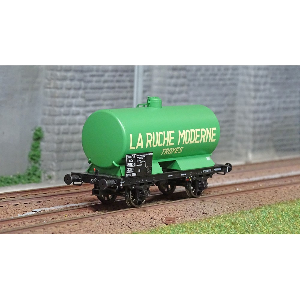 Ree modeles WB710 Wagon citerne OCEM 19, SNCF, vert châssis noir, LA RUCHE MODERNE Ree Modeles WB-710 - 1