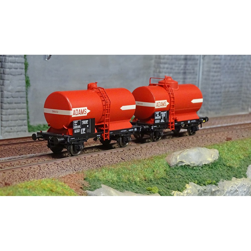 Ree modeles WB714 Set de 2 wagons citernes OCEM 29, SNCF, rouge châssis noir, ADAMS Ree Modeles WB-714 - 1