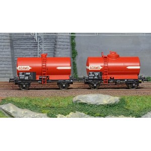 Ree modeles WB714 Set de 2 wagons citernes OCEM 29, SNCF, rouge châssis noir, ADAMS Ree Modeles WB-714 - 2