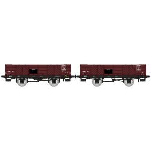 Ree Modeles WB814 Set de 2 wagons Tombereau PLM, 4 portes, bois rouge sidéros Ree Modeles WB-814 - 3