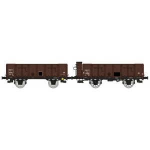 Ree Modeles WB832 Set de 2 wagons Tombereau OCEM 19, brun, tôlés avec et sans guérite, SNCF Ree Modeles WB-832 - 4