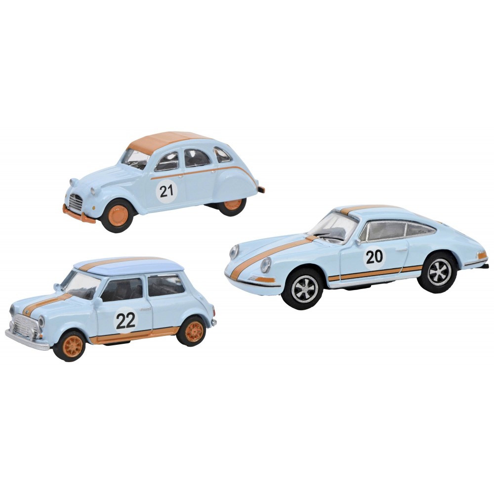 Schuco 452671600 Set de 3 véhicules vintage Racing, 2CV, Mini, Porsche Schuco Schuco_452671600 - 1