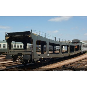 Jouef HJ4189 Wagon porte-auto DD DEV 66, 2éme série, livré vert avec logo carmillon blanc, SNCF Jouef HJ4189 - 4
