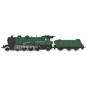 Ree Modeles MB160 Locomotive à vapeur 5-141 D 318, SNCF, Noire et verte, Badan Ree Modeles MB-160 - 5