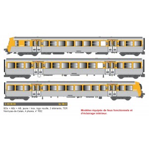 EPM 41.19.14 Rame Réversible Régional SNCF, RRR Nord-pas-de-Calais, jaune / inox, modernisé, n° R02 EPM, Euro Passion Models EPM