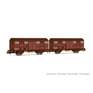 Arnold HN6570 Set de 2 wagons couverts à essieux type Kv Permaplex, livrée marron, SNCF, échelle N Arnold HN6570 - 3
