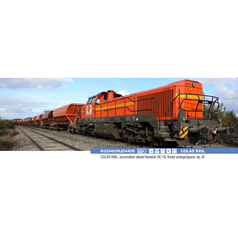 Jouef HJ2440S Locomotive diesel Vossloh DE 18, COLAS Rails, livrée orange/jaune, digitale sonore Jouef HJ2440S - 1