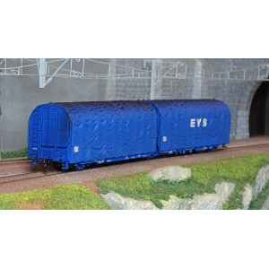 Jouef HJ6237 Wagon bâché articulé 3 essieux type Lails, livrée bleu, EVS Jouef HJ6237 - 1