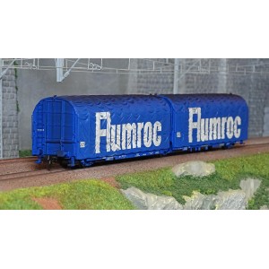 Jouef HJ6238 Wagon bâché articulé 3 essieux type Lails, livrée bleu, Flumroc Jouef HJ6238 - 1