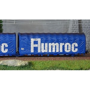 Jouef HJ6238 Wagon bâché articulé 3 essieux type Lails, livrée bleu, Flumroc Jouef HJ6238 - 3