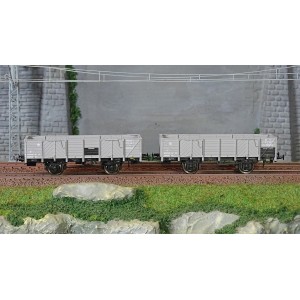 Ree Modeles WB811 Set de 2 wagons Tombereau PLM, 4 portes, bois gris Ree Modeles WB-811 - 2