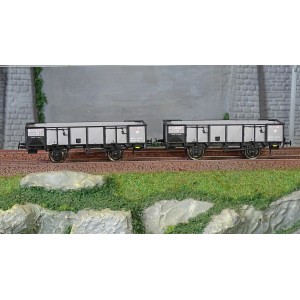 Ree Modeles WB812 Set de 2 wagons Tombereau PLM, 4 portes, tôlés gris Ree Modeles WB-812 - 2