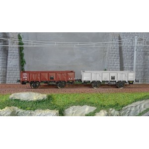 Ree Modeles WB817 Set de 2 wagons Tombereau PLM, 4 portes, tôlés brun 530 et gris PLM Ree Modeles WB-817 - 2