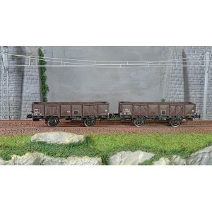 Ree Modeles WB822 Set de 2 wagons Tombereau ex-PLM, SNCF, 4 portes, tôlés brun wagon 540 Ree Modeles WB-822 - 2