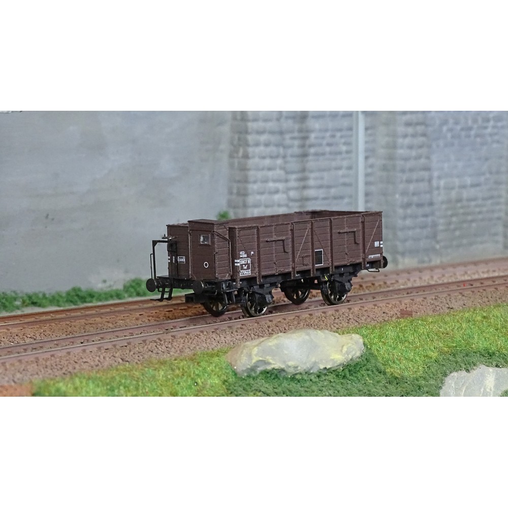 Ree Modeles WB830 Wagon Tombereau OCEM 19, brun, bois avec guérite, SNCF Ree Modeles WB-830 - 1