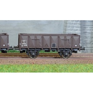 Ree Modeles WB836 Set de 2 wagons Tombereau OCEM 19, brun, tôlés avec et sans guérite, SNCF Ree Modeles WB-836 - 3