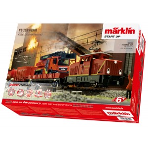 Marklin 29722 Coffret de départ train marchandise locomotive électrique Henschel EA 500, DB AG, Train de pompier, digital Markli