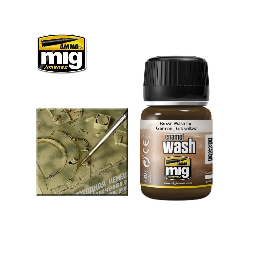 Peinture WASH marron pour jaune foncé allemand 35ml Mig AMMO - MIG Jimenez A.MIG-1000 - 1