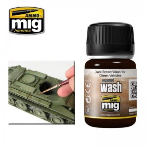 Peinture WASH marron foncé pour véhicules verts 35ml Mig AMMO - MIG Jimenez A.MIG-1005 - 1