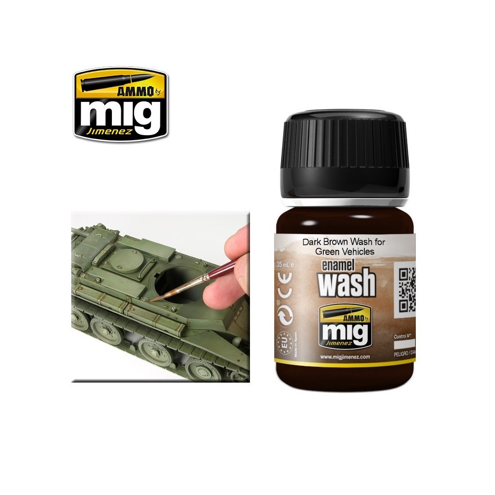 WASH marron foncé pour véhicules verts 35ml Mig AMMO - MIG Jimenez A.MIG-1005 - 1