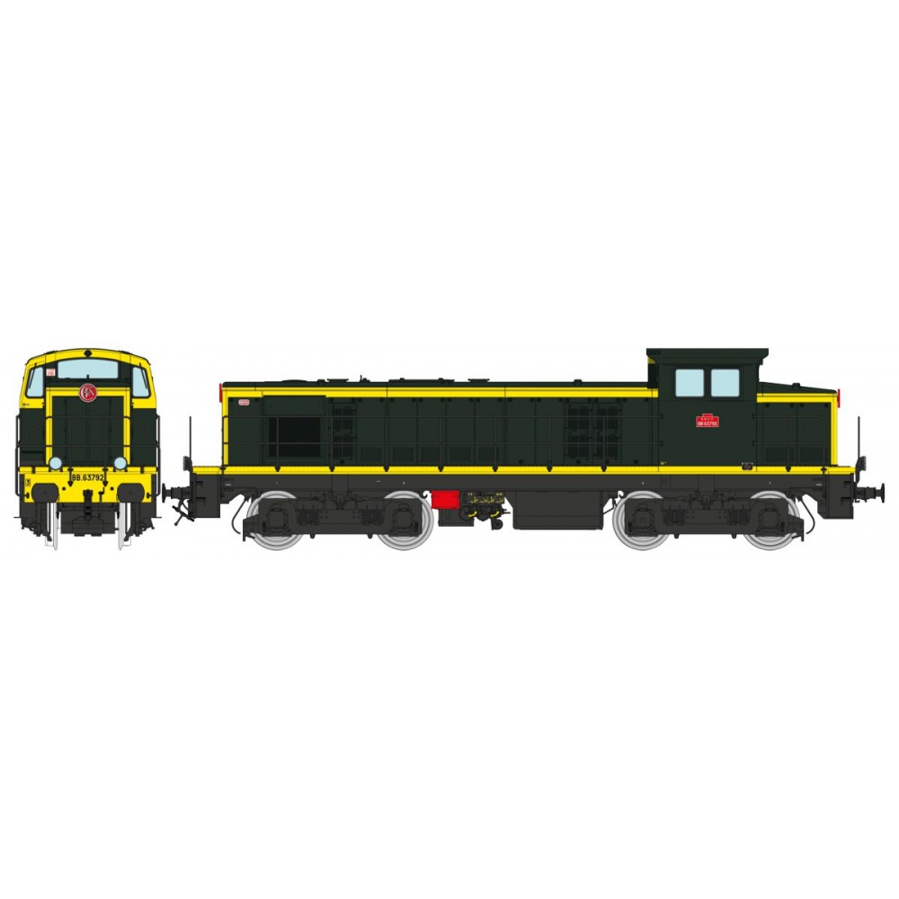 Ree Access JM008SAC Locomotive diesel BB 63792, vert 301, plaques en relief, SNCF, digitale sonore 3 Rails Ree Modeles JM-008.SA