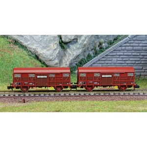 Arnold HN6572 Set de 2 wagons couverts à essieux type G4 Permaplex, livrée marron, SNCF, Aquitaine Express, échelle N Arnold HN6