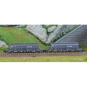 Arnold HN6616 Set de 2 wagons trémies à bogies Faoos, transport charbon, SNCF, S.G.W. / SITRAM, échelle N Arnold HN6616 - 2