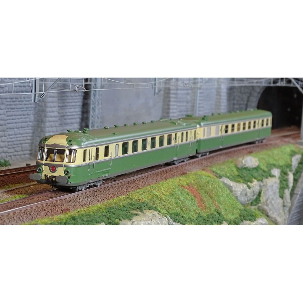 Jouef HJ2418 Autorail diesel RGP 2 X 2717 + remorque XR 7710, SNCF, vert/beige logo d'origine Jouef HJ2418 - 1